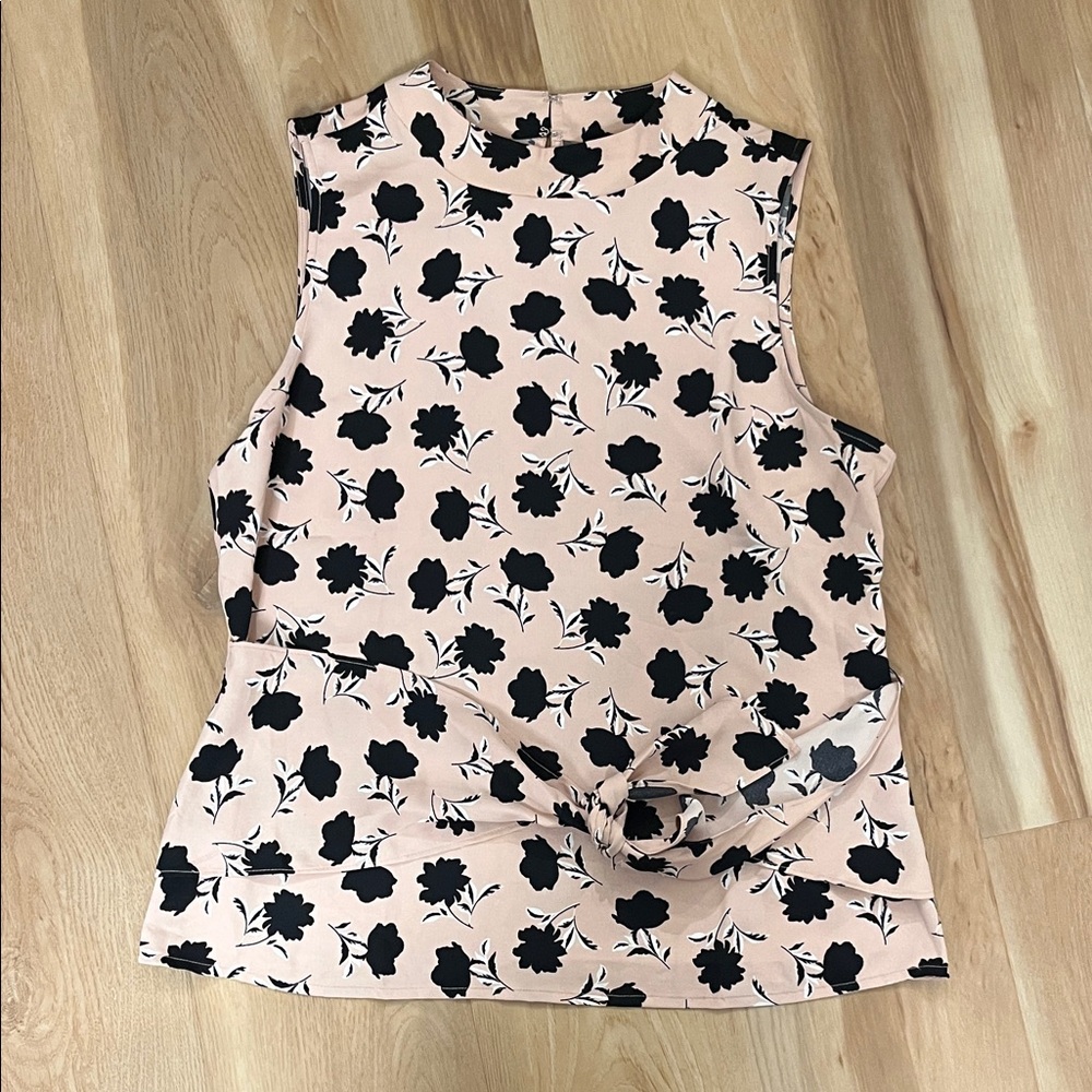 Ann Taylor Pink and Black Floral Blouse